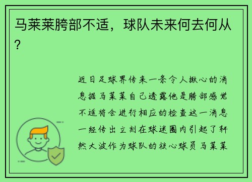 马莱莱胯部不适，球队未来何去何从？